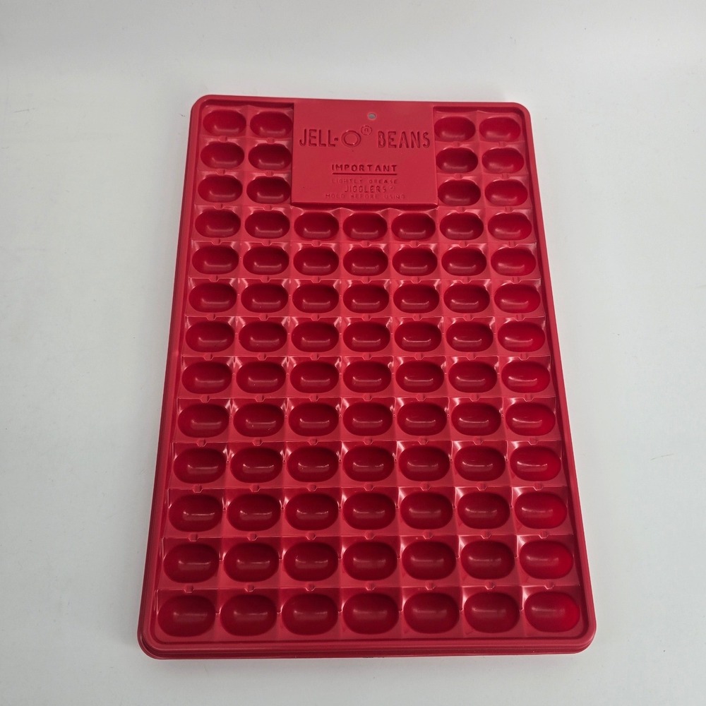 Jell-O Beans Jigglers Mold Vintage Red Plastic Jelly Bean Tray Red Retro